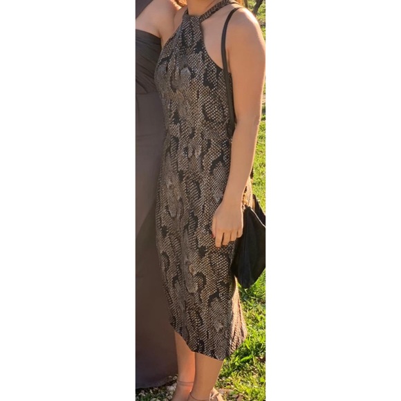 H&M brown metallic snake print dress size 4 - Picture 3 of 5